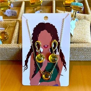 Gold plated silver 925 set Ambar gemstone